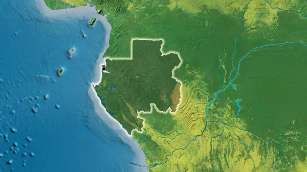 Detailní Záběr Pohraniční Oblasti Gabonu Zvýrazňující Tmavou Vrstvu Topografické Mapě — Stock fotografie