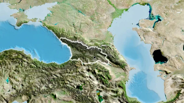 Detailní Záběr Pohraniční Oblasti Gruzie Zdůrazňující Tmavé Překrytí Satelitní Mapě — Stock fotografie