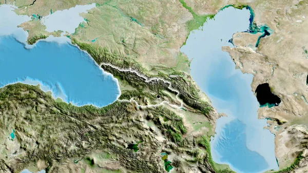 Gros Plan Frontière Géorgienne Sur Une Carte Satellite Point Capital — Photo