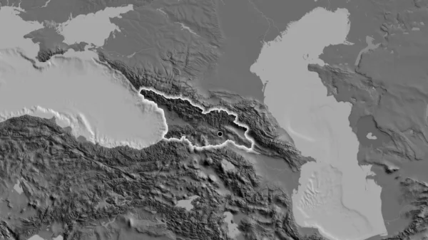 Zbliżenie Strefy Przygranicznej Gruzji Mapie Dwupoziomowej Główny Punkt Blask Wokół — Zdjęcie stockowe