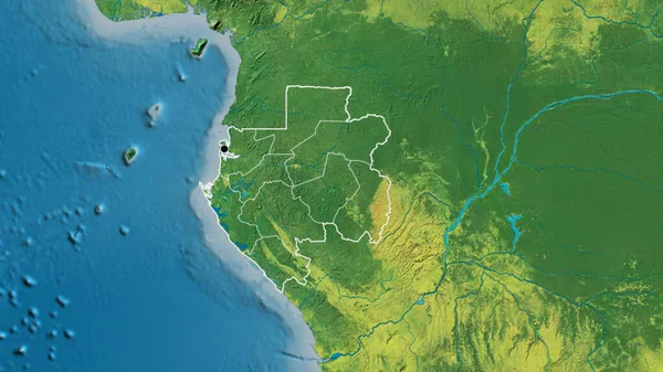 Primer Plano Zona Fronteriza Gabón Sus Fronteras Regionales Mapa Topográfico —  Fotos de Stock