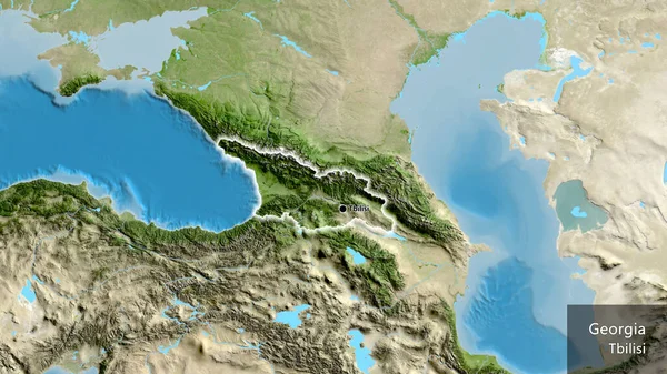 Nahaufnahme Des Georgischen Grenzgebiets Auf Einer Satellitenkarte Kapitalpunkt Überall Land — Stockfoto