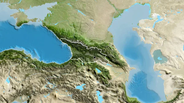 Zbliżenie Strefy Przygranicznej Gruzji Ciemną Pokrywą Mapie Satelitarnej Główny Punkt — Zdjęcie stockowe