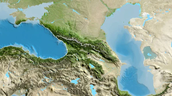 Close Georgia Border Area Satellite Map Capital Point Outline Country — Stock Photo, Image