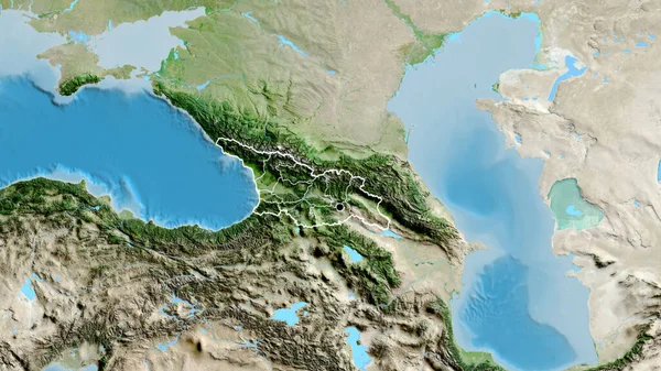 Close Georgia Border Area Its Regional Borders Satellite Map Capital — Stock Photo, Image