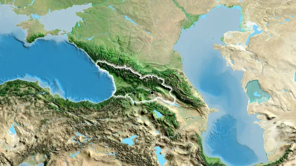 Primer Plano Zona Fronteriza Georgia Mapa Por Satélite Punto Capital —  Fotos de Stock