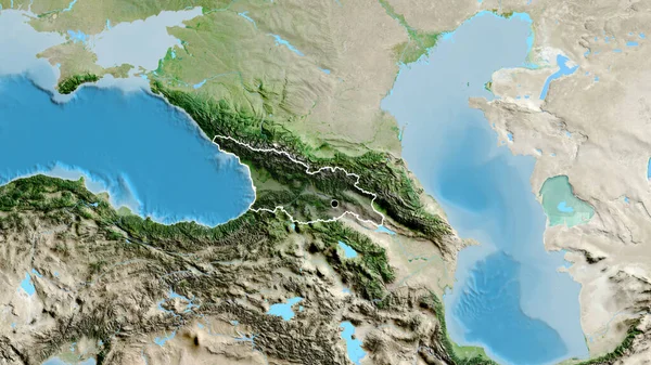Close Georgia Border Area Highlighting Dark Overlay Satellite Map Capital — Stock Photo, Image