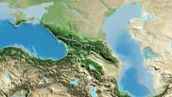 Close Van Het Grensgebied Regionale Grenzen Van Georgië Een Satellietkaart — Stockfoto