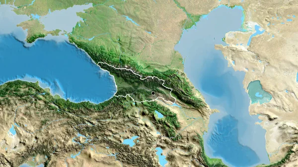 Gürcistan Sınır Bölgesinin Uydu Haritasında Koyu Bir Örtüyle Işaretlenmiş Yakın — Stok fotoğraf