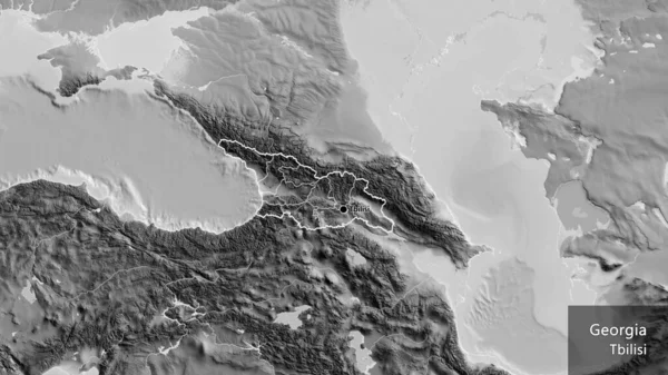 Крупный План Приграничной Зоны Грузии Региональных Границ Серой Карте Отличный — стоковое фото