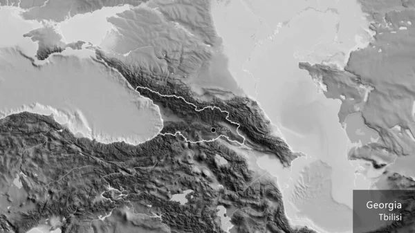 Gürcistan Sınır Bölgesinin Yakın Çekimleri Gri Tonlu Bir Haritada Koyu — Stok fotoğraf