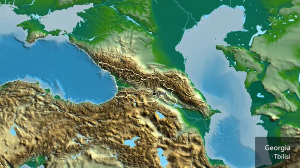 Gürcistan Sınır Bölgesi Bölgesel Sınırlarına Fiziksel Bir Harita Üzerinde Yakın — Stok fotoğraf