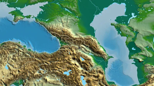Primer Plano Zona Fronteriza Georgia Sus Fronteras Regionales Mapa Físico — Foto de Stock