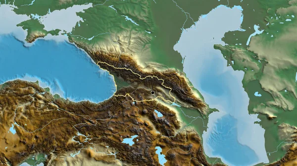 Detailní Záběr Pohraniční Oblasti Gruzie Zdůrazňující Tmavé Překrytí Reliéfní Mapě — Stock fotografie