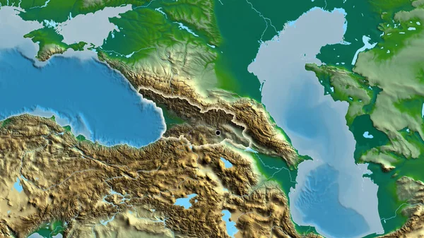 Detailní Záběr Pohraniční Oblasti Gruzie Zdůrazňující Tmavou Vrstvu Fyzické Mapě — Stock fotografie