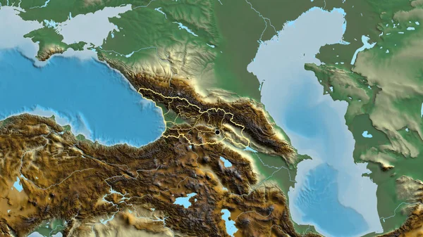 Grúzia Határterületének Regionális Határainak Közelsége Segélytérképen Remek Pont Körvonalazza Ország — Stock Fotó