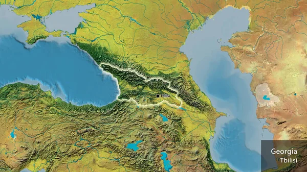 Nahaufnahme Des Georgischen Grenzgebiets Auf Einer Topografischen Karte Kapitalpunkt Überall — Stockfoto