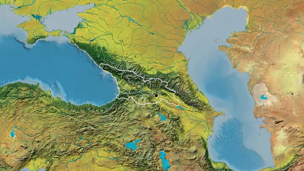 Aproximação Zona Fronteiriça Geórgia Das Suas Fronteiras Regionais Num Mapa — Fotografia de Stock