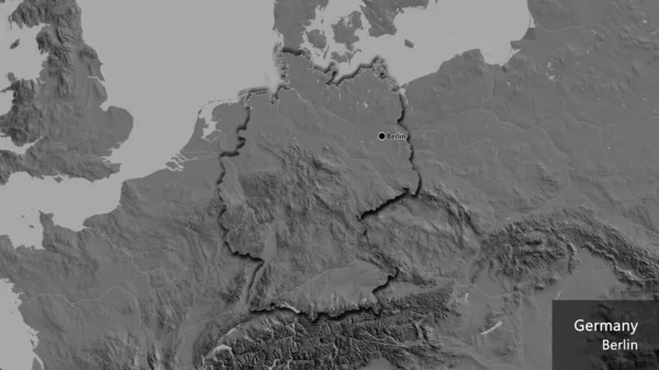Nahaufnahme Des Deutschen Grenzgebiets Auf Einer Zweistufigen Karte Kapitalpunkt Abgeschrägte — Stockfoto