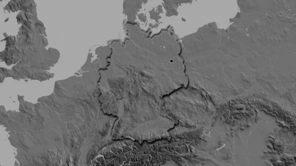 Zbliżenie Strefy Przygranicznej Niemiec Mapie Dwupoziomowej Główny Punkt Ścinane Krawędzie — Zdjęcie stockowe