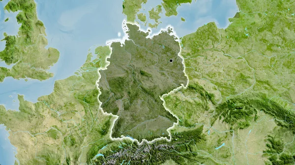 Apropierea Zonei Frontieră Germaniei Evidențiază Suprapunere Întunecată Hartă Prin Satelit — Fotografie, imagine de stoc