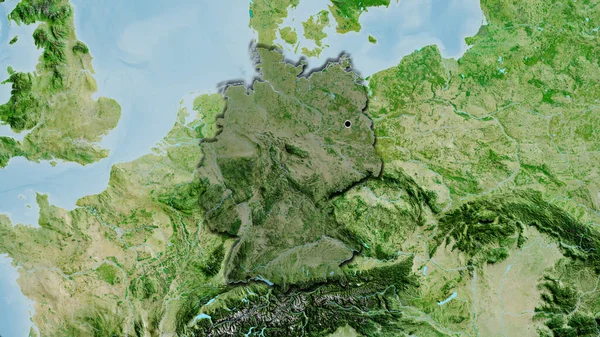 Крупним Планом Німеччина Виділяє Прикордонну Зону Темним Накладанням Супутникову Карту — стокове фото