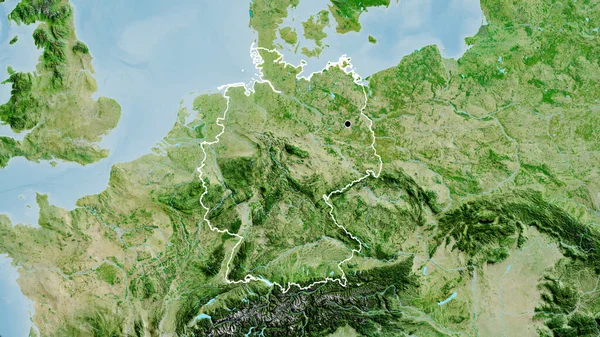 Primer Plano Zona Fronteriza Alemania Mapa Por Satélite Punto Capital —  Fotos de Stock