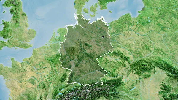 Zbliżenie Strefy Przygranicznej Niemiec Ciemnym Pokryciem Mapie Satelitarnej Główny Punkt — Zdjęcie stockowe
