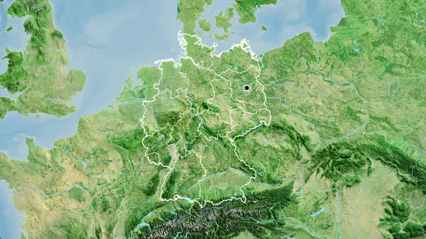Close Van Het Duitse Grensgebied Zijn Regionale Grenzen Een Satellietkaart — Stockfoto