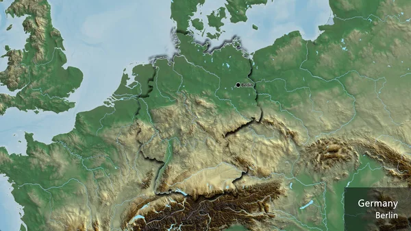 Närbild Det Tyska Gränsområdet Hjälppskarta Huvudpunkt Skalade Kanter Landet Form — Stockfoto