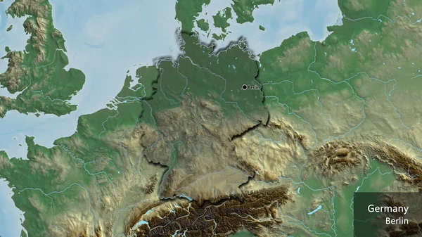 Close Área Fronteira Alemanha Destacando Com Uma Sobreposição Escura Mapa — Fotografia de Stock