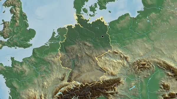Крупный План Приграничной Зоны Германии Выделяющийся Тёмным Наложением Рельефную Карту — стоковое фото