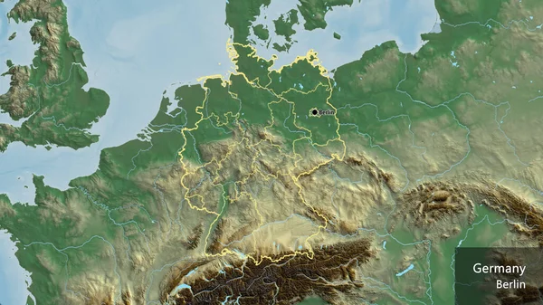 Primer Plano Zona Fronteriza Alemania Sus Fronteras Regionales Mapa Relieve —  Fotos de Stock