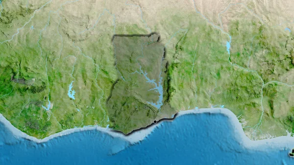 Close Ghana Border Area Highlighting Dark Overlay Satellite Map Capital — Stock Photo, Image