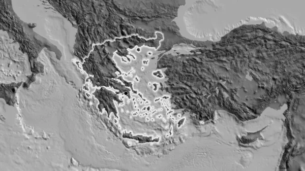 Görög Határ Menti Terület Közelsége Egy Kétszintes Térképen Remek Pont — Stock Fotó