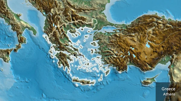 Yardım Haritasında Yunanistan Sınır Bölgesinin Yakın Çekimleri Ana Nokta Ülke — Stok fotoğraf