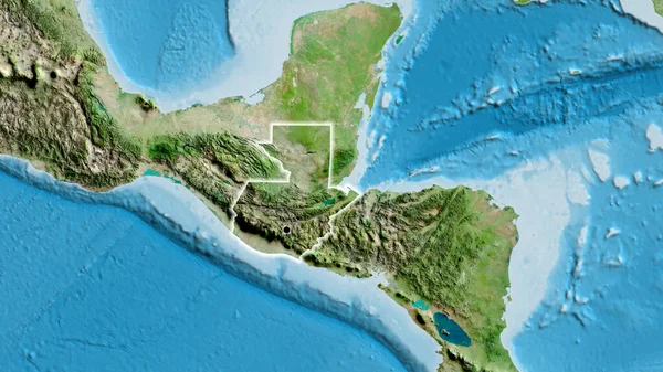 衛星地図上のグアテマラ国境地域の閉鎖 資本ポイント 全国に光る — ストック写真