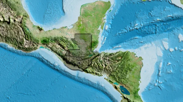 危地马拉边境地区的特写镜头 用卫星地图上的黑暗阴影突出显示 资本点 国家形状的斜边 — 图库照片