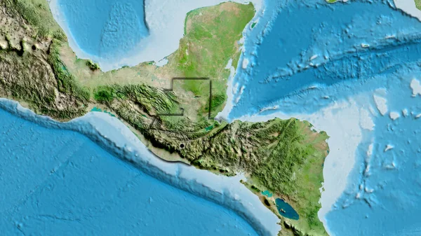 衛星地図上のグアテマラ国境地域の閉鎖 資本ポイント 国の形の縁が隠されている — ストック写真