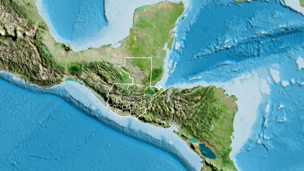 Крупный План Приграничной Зоны Гватемалы Региональных Границ Спутниковой Карте Отличный — стоковое фото