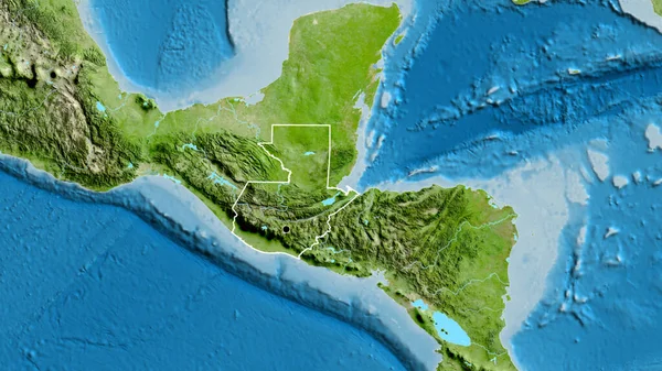 Guatemala Sınır Bölgesinin Uydu Haritasında Yakın Plan Görüntüsü Ana Nokta — Stok fotoğraf
