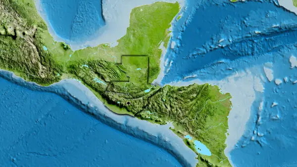 Nahaufnahme Des Grenzgebiets Guatemala Auf Einer Satellitenkarte Kapitalpunkt Abgeschrägte Ränder — Stockfoto