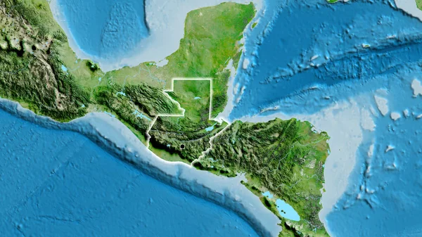 Κοντινό Πλάνο Της Παραμεθόριας Περιοχής Της Γουατεμάλας Δορυφορικό Χάρτη Σημάδι — Φωτογραφία Αρχείου