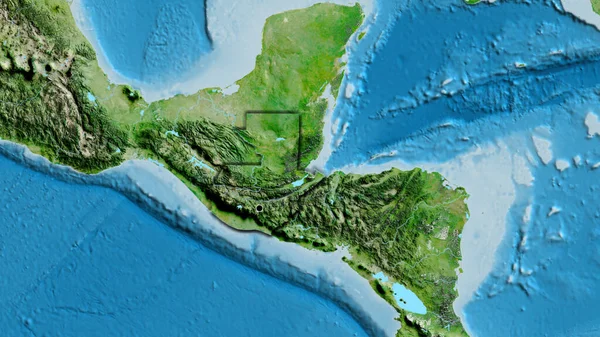 Nahaufnahme Des Grenzgebiets Guatemala Auf Einer Satellitenkarte Kapitalpunkt Abgeschrägte Ränder — Stockfoto