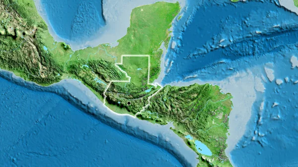 Primer Plano Zona Fronteriza Guatemala Mapa Satelital Punto Capital Brillan — Foto de Stock