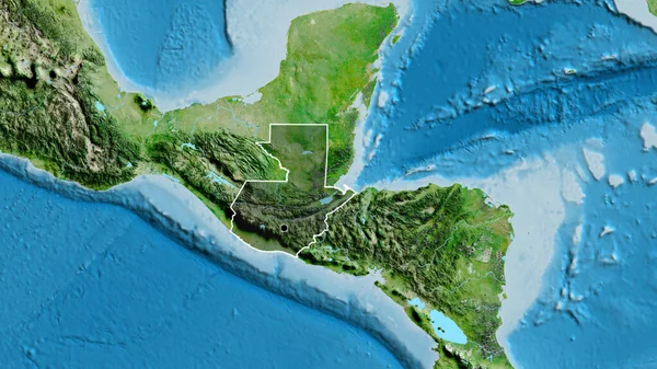 グアテマラの国境地帯のクローズアップは 衛星地図上の暗いオーバーレイで強調しています 資本ポイント 全国の概要 — ストック写真