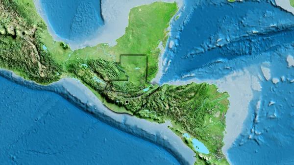 在卫星地图上对危地马拉边境地区进行了近距离调查 资本点 国家形状的斜边 — 图库照片
