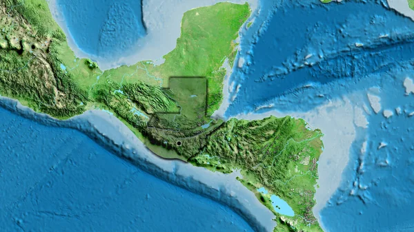 グアテマラの国境地帯のクローズアップは 衛星地図上の暗いオーバーレイで強調しています 資本ポイント 国の形の縁が隠されている — ストック写真