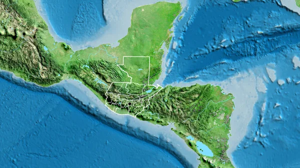 グアテマラ国境地域の閉鎖と衛星地図上のその地域の境界線 資本ポイント 全国の概要 — ストック写真