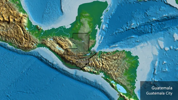 Крупним Планом Висвітлюється Прикордонна Зона Гватемали Темним Накладанням Фізичну Карту — стокове фото